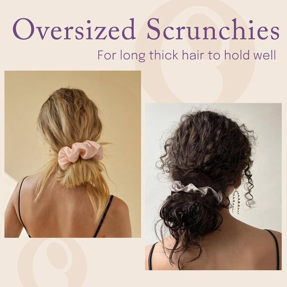 Silk Scrunchies Oversized Mulberry Soft Hair Ties for Thick Hair Sleep or Style main image 4